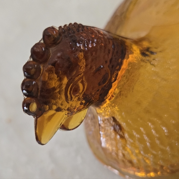 * LID ONLY* Vintage Amber Glass Hen - Picture 6 of 13